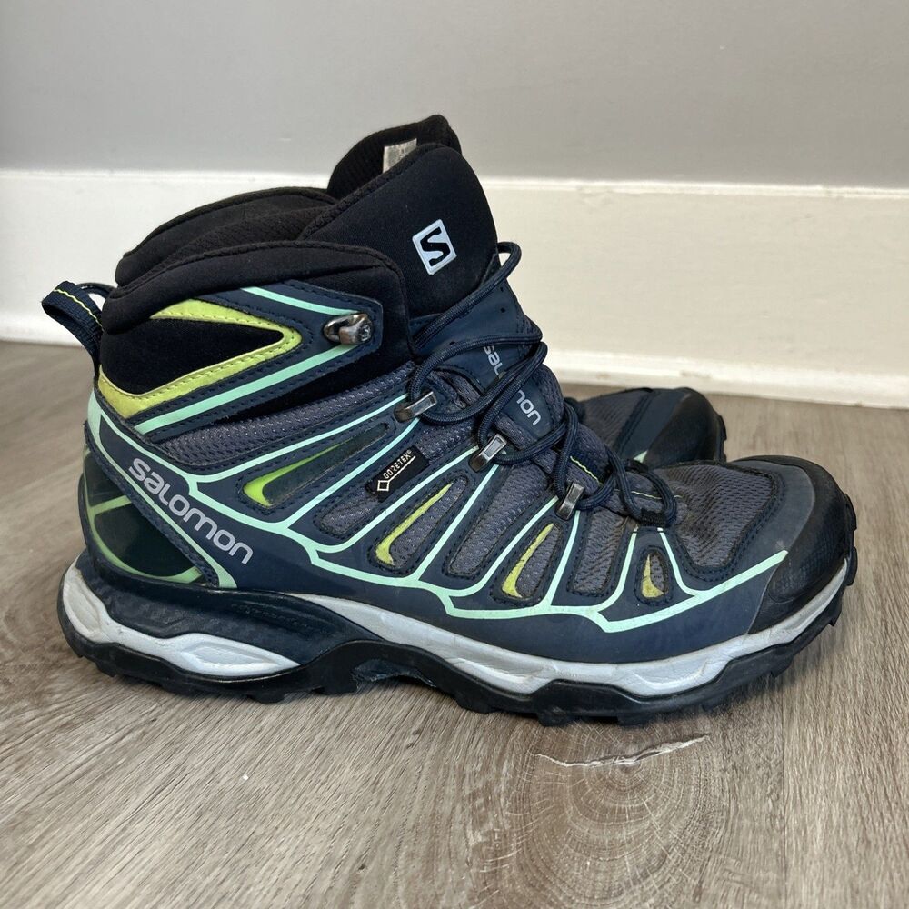 Salomon X Ultra Mid 2 Hiking Boots Womens 7 Outdoors Gore-Tex GTX Green Shoes
